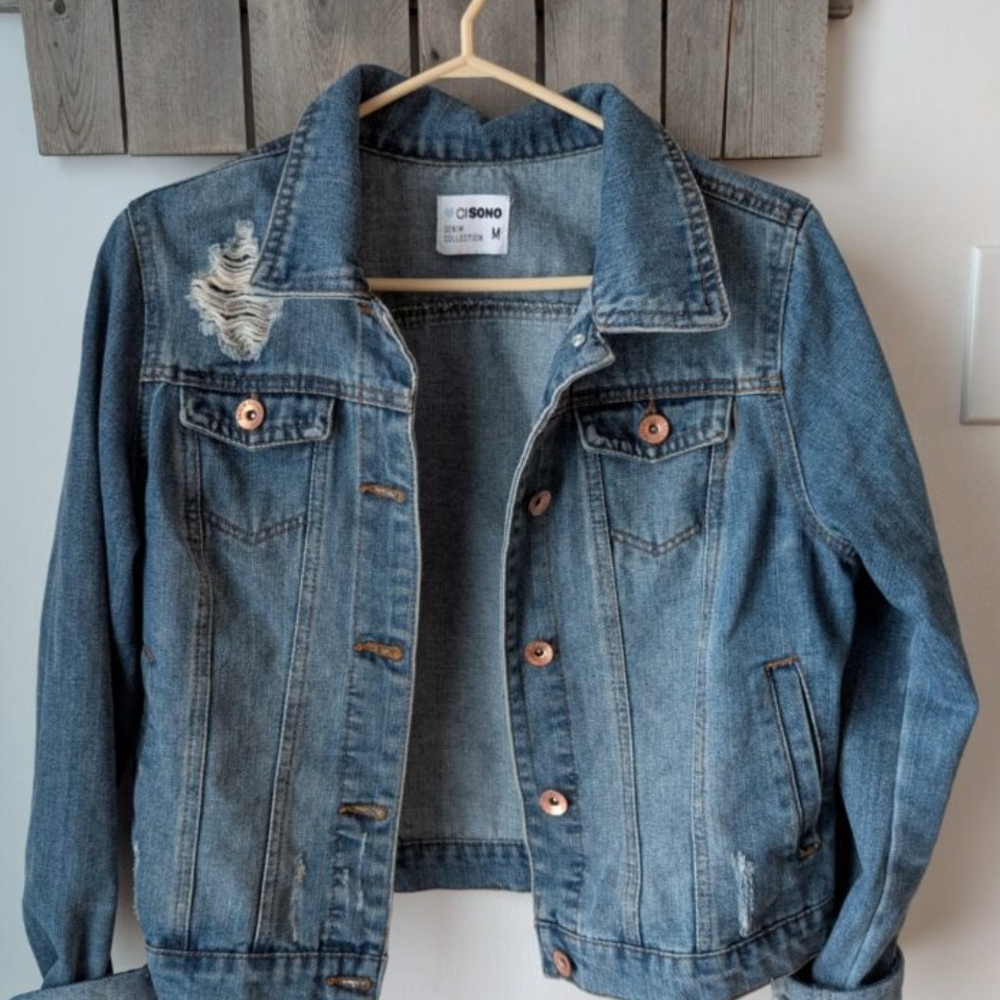 Women's Distressed Blue Jean Jacket